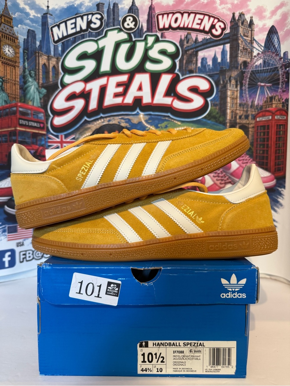 adidas Handball Spezial Men's Sneakers in Mustard Yellow with White Stripes